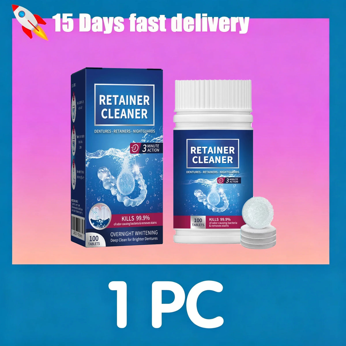 Denture Cleaner Tablets False Teeth And Retainer Cleaner