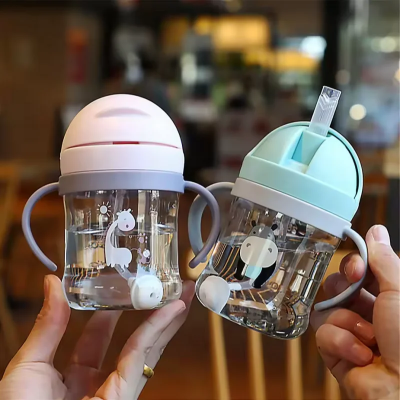 Baby Sippy Cup with Straw Gravity Ball and Handles 250ml Leakproof Bottle - 2