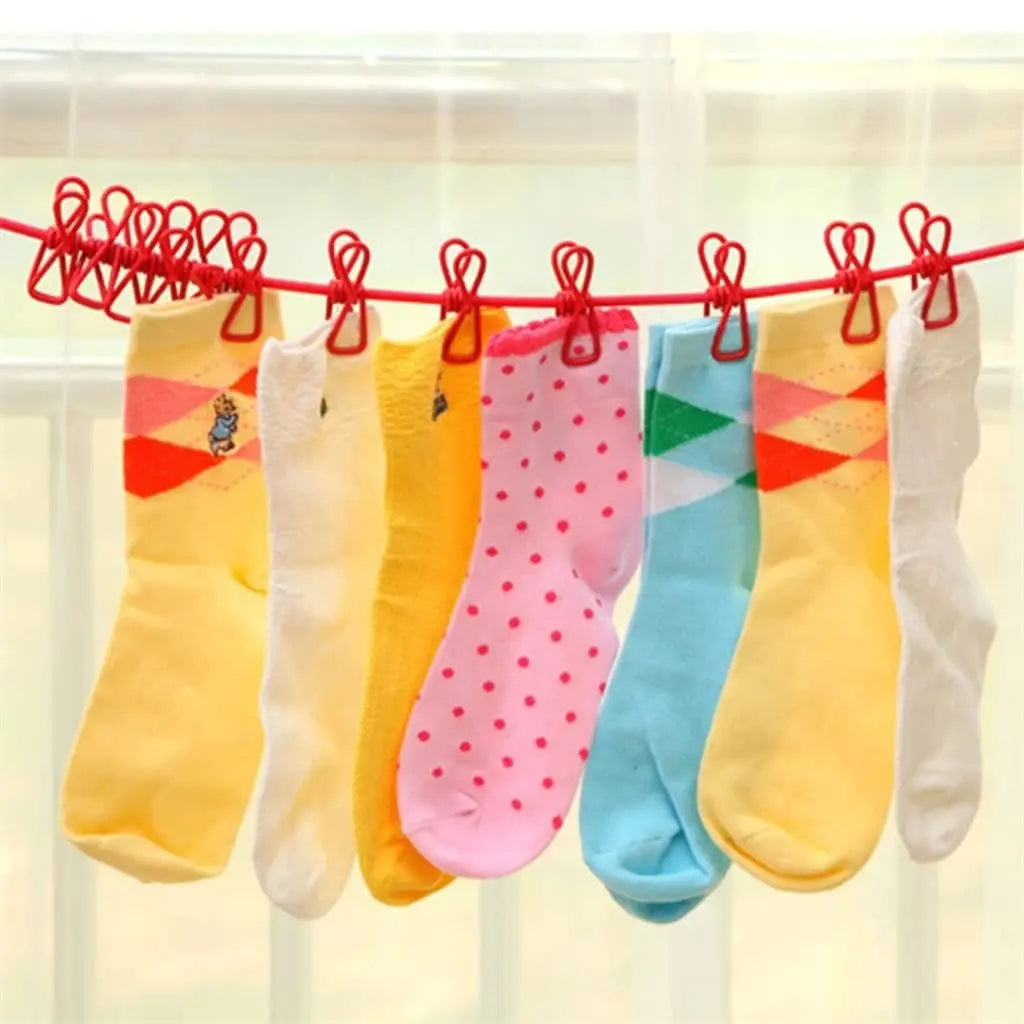Portable Travel Clothesline with 12 Clips Retractable Camping Drying Rope - 13