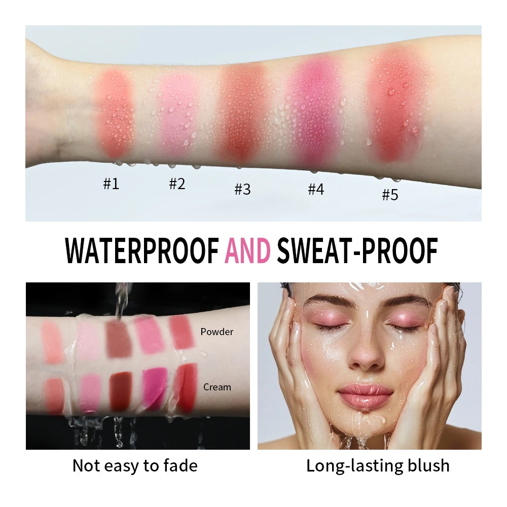 Lakerain 2 in 1 Cream and Powder Blush Makeup Palette - 5