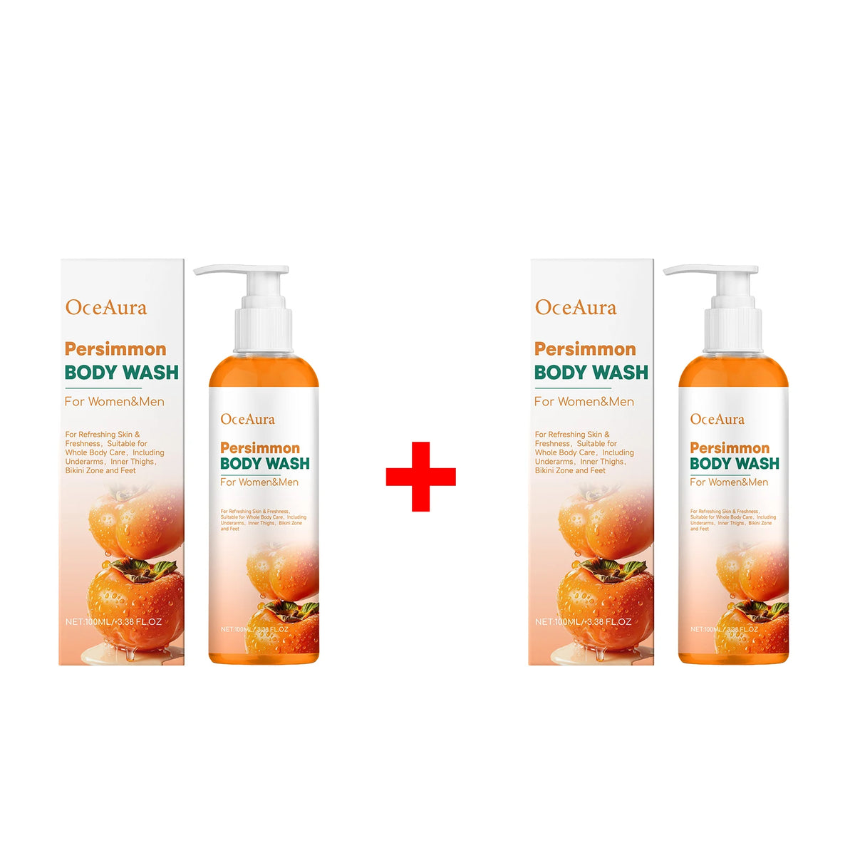 Persimmon Body Wash Sweat Odor Eliminating Natural Deodorizing Shower Gel