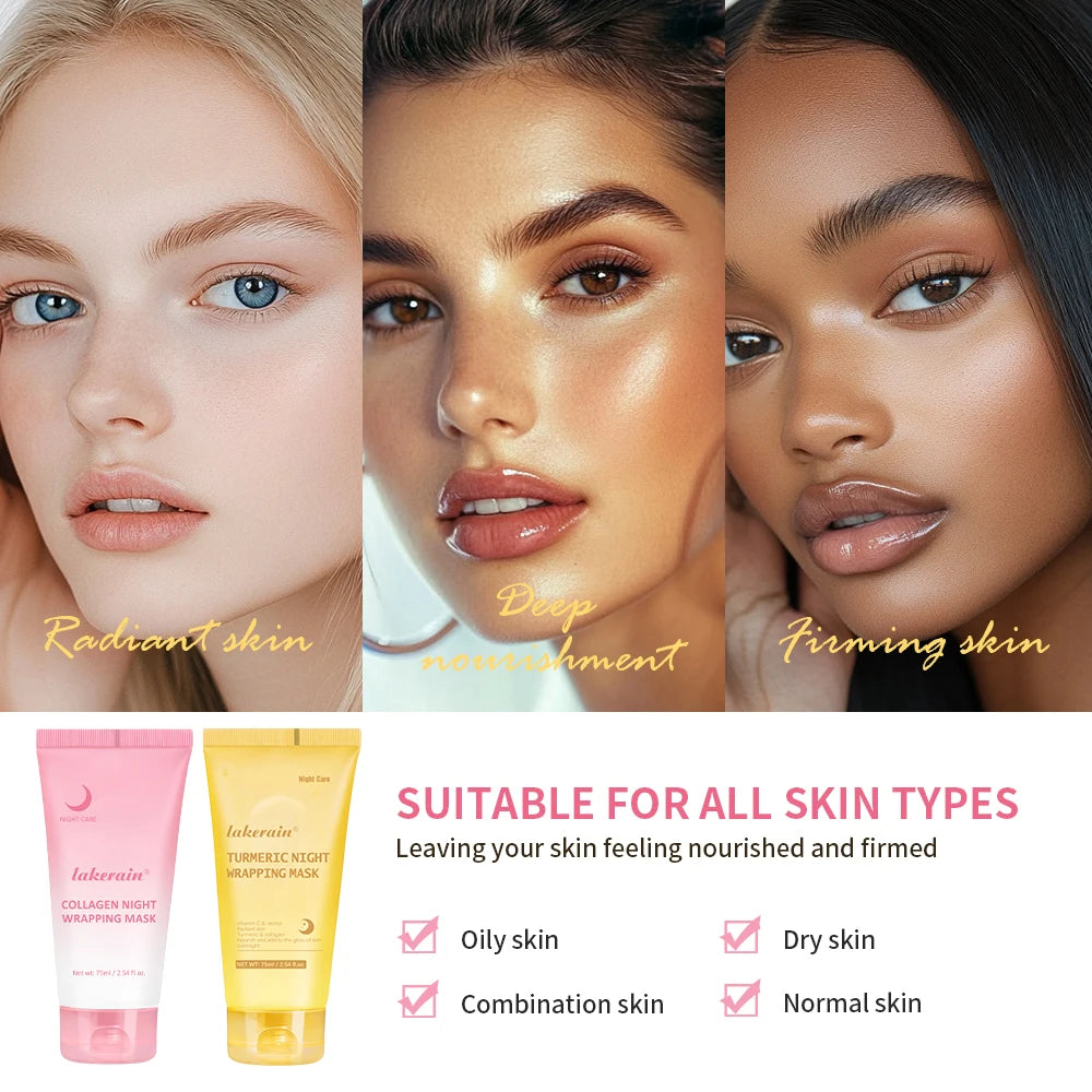 Glow Overnight Wrapping Mask Duo Collagen Turmeric Skincare Combo - 2