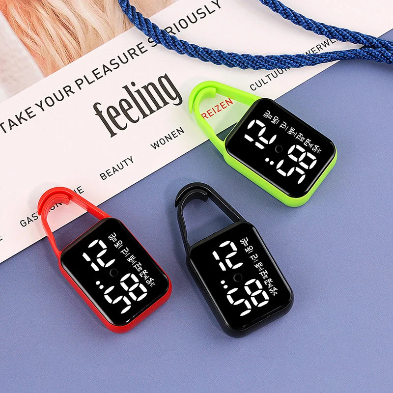 2pcs LED Digital Keychain Watch Portable Touch Screen Fob Pocket Clock - 10