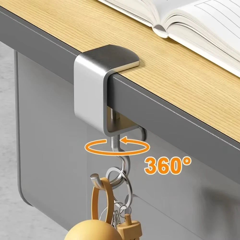 5 Pack Adjustable Desk Hooks Heavy Duty Metal Table Edge Hanger Holder - 4