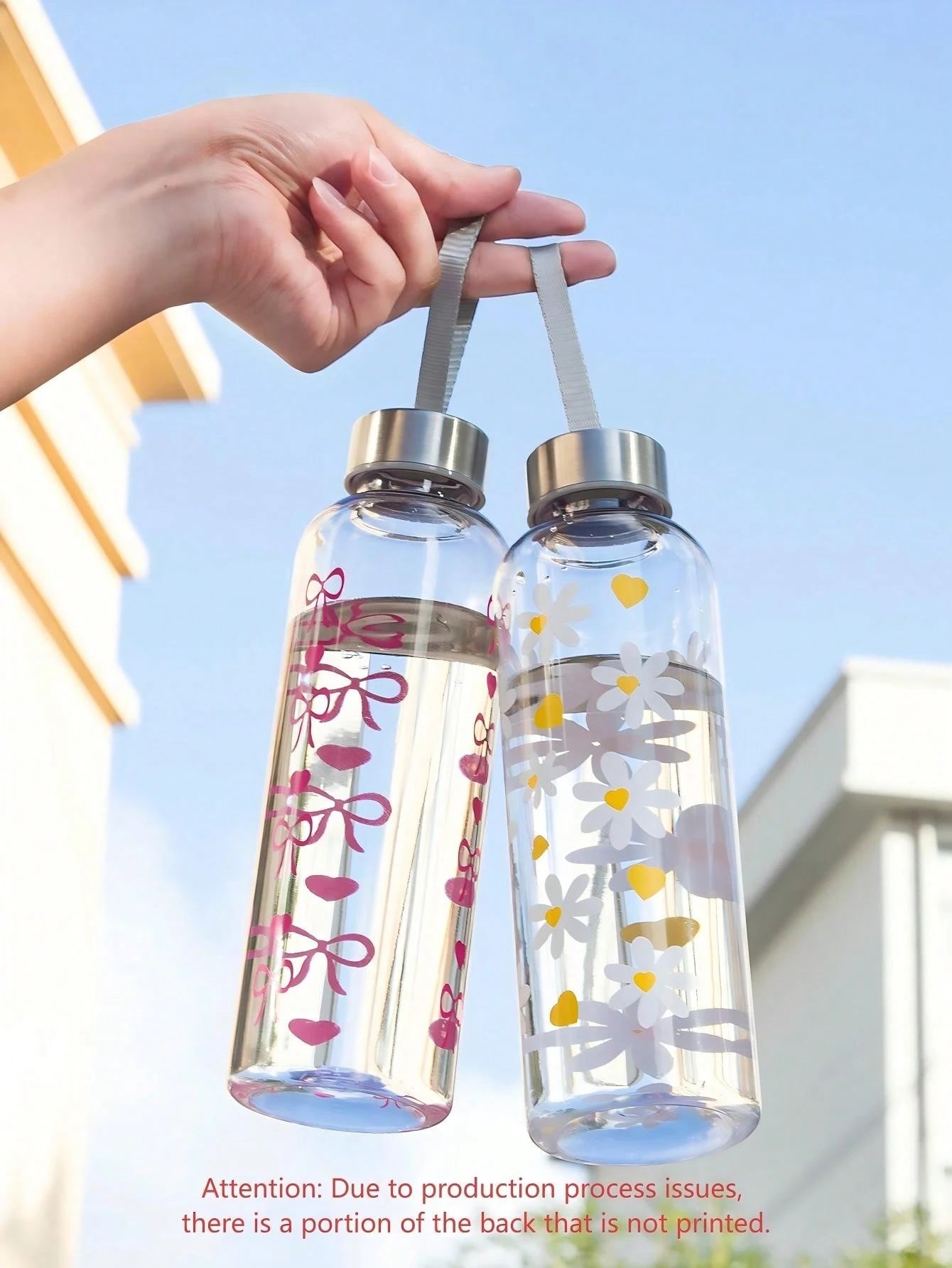 550ml Bowknot Daisy Water Bottle Leakproof Sport Cup for Gym Travel - 6