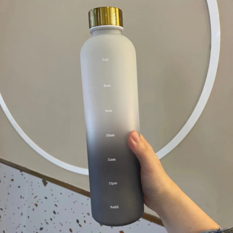 1L Motivational Water Bottle with Time Marker Leakproof Sports Jug