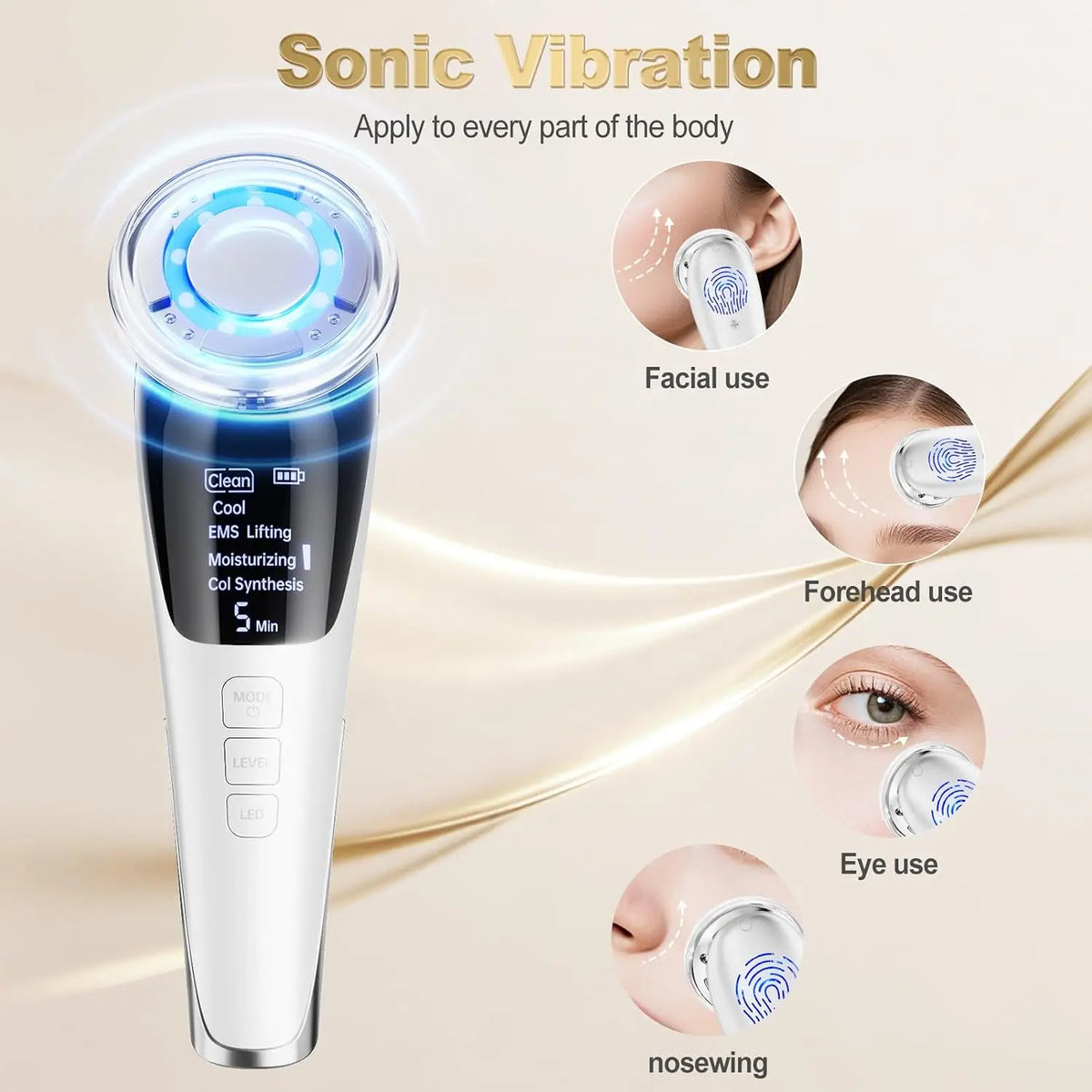 Microcurrent Facial Massager LED Light Therapy Skin Tightening Tool