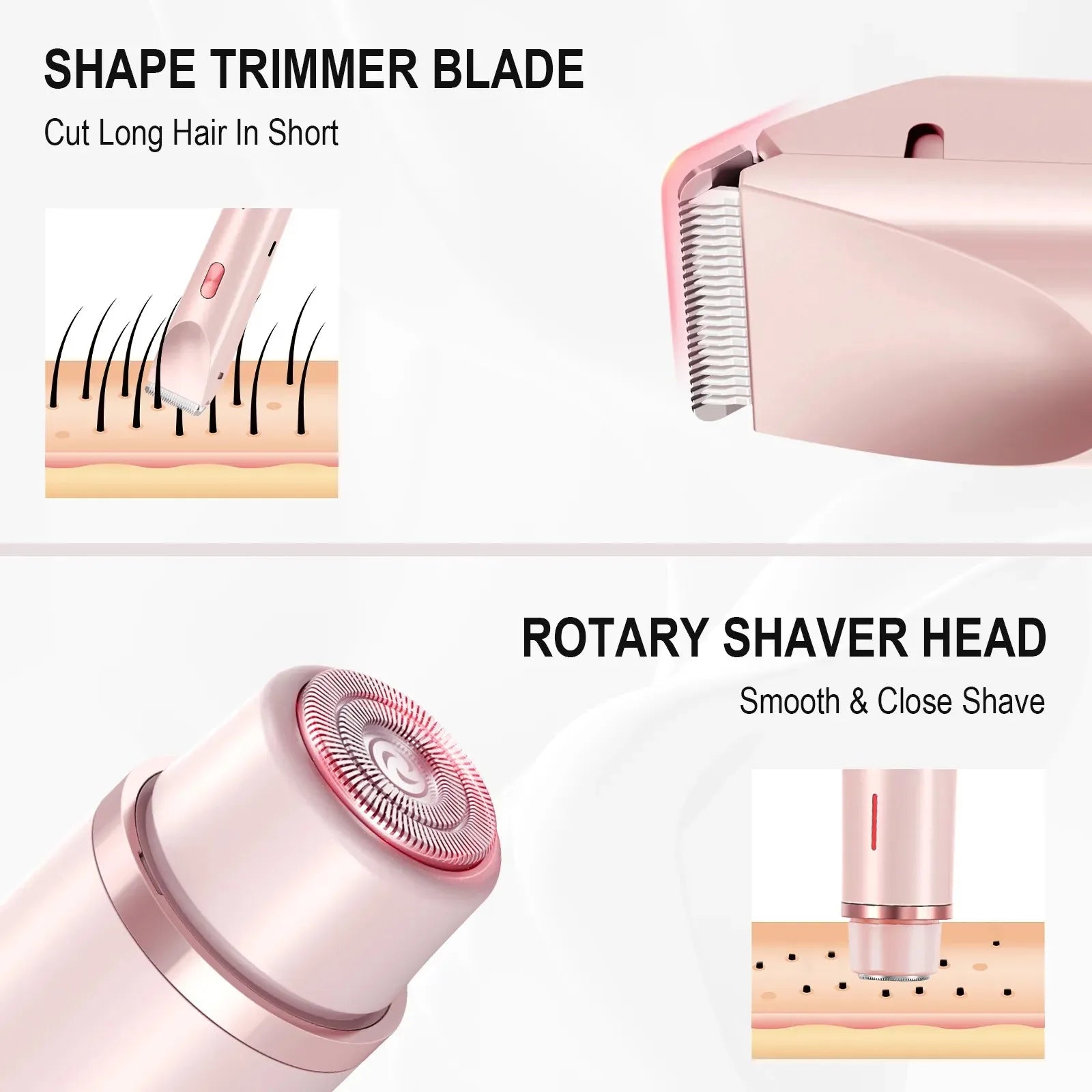 2 in 1 Women Electric Razor Bikini Trimmer Face Shaver Hair Removal - 3