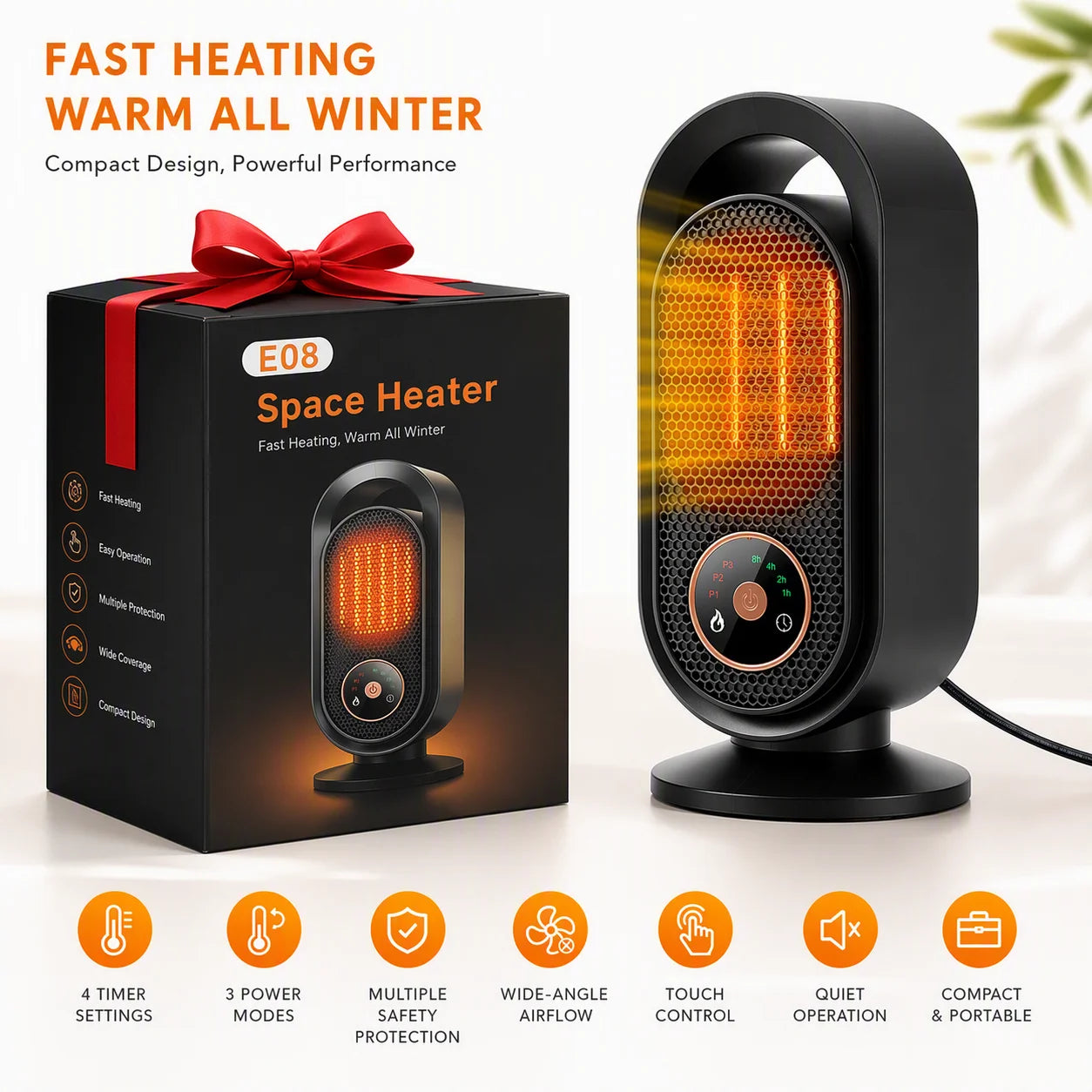 Portable Electric Space Heater Ceramic Fast Heating Fan - 1