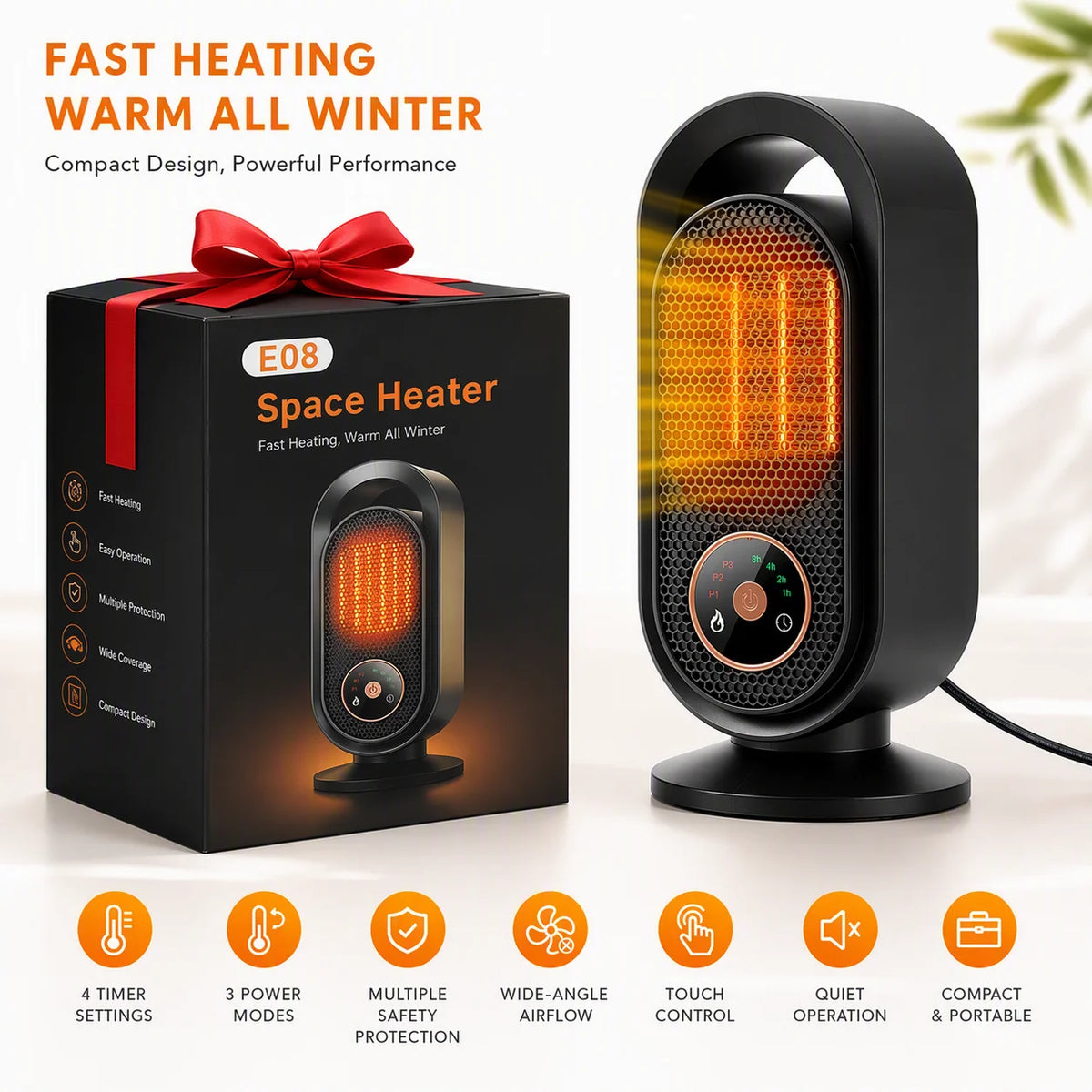 Portable Electric Space Heater Ceramic Fast Heating Fan