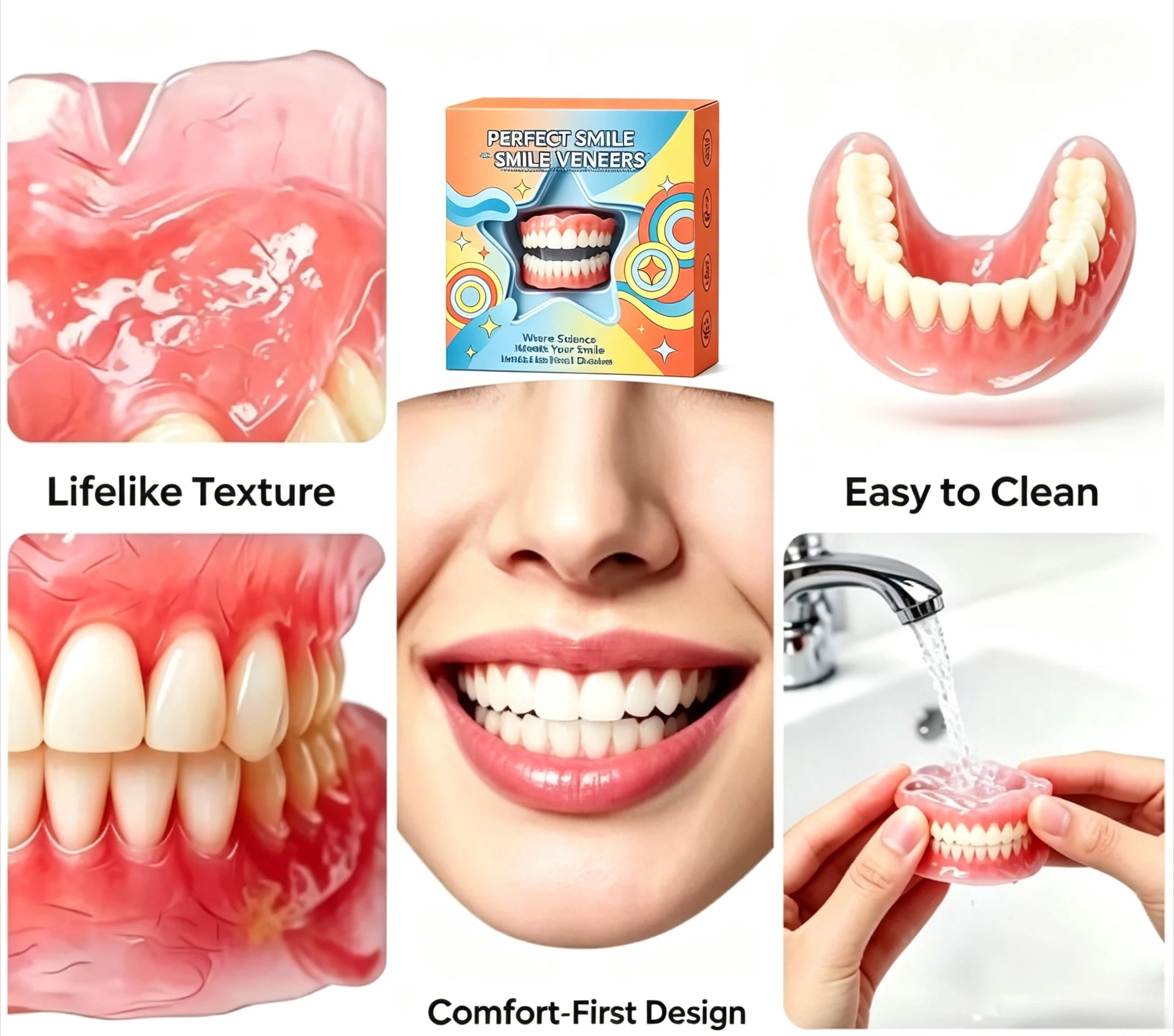 Cosmetic Fake Teeth Kit Upper Lower Natural Smile Veneers - 2