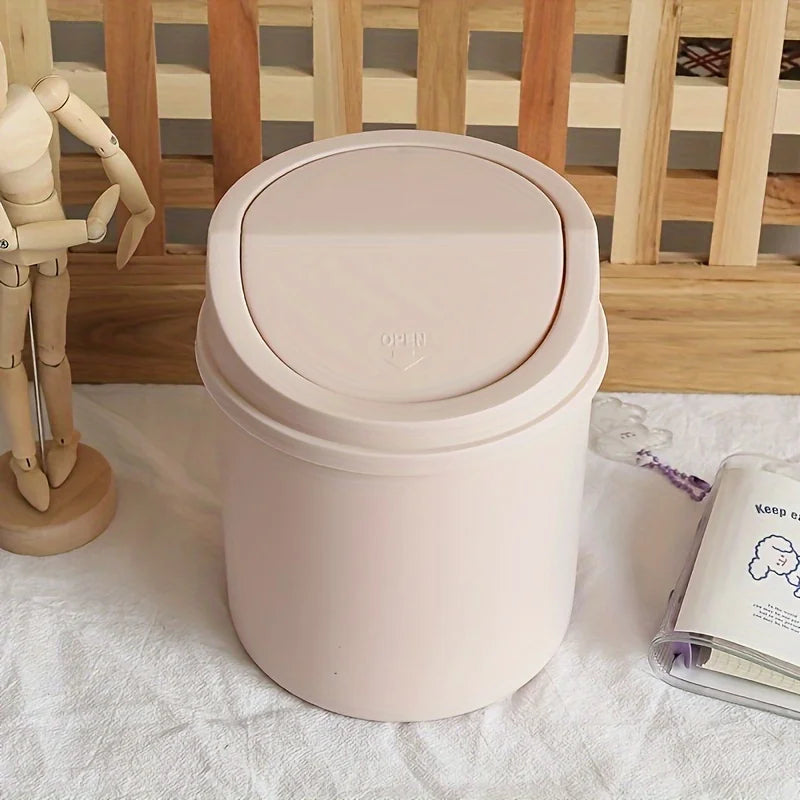 Mini Desktop Trash Can with Lid Small Waste Bin for Office and Home - 5
