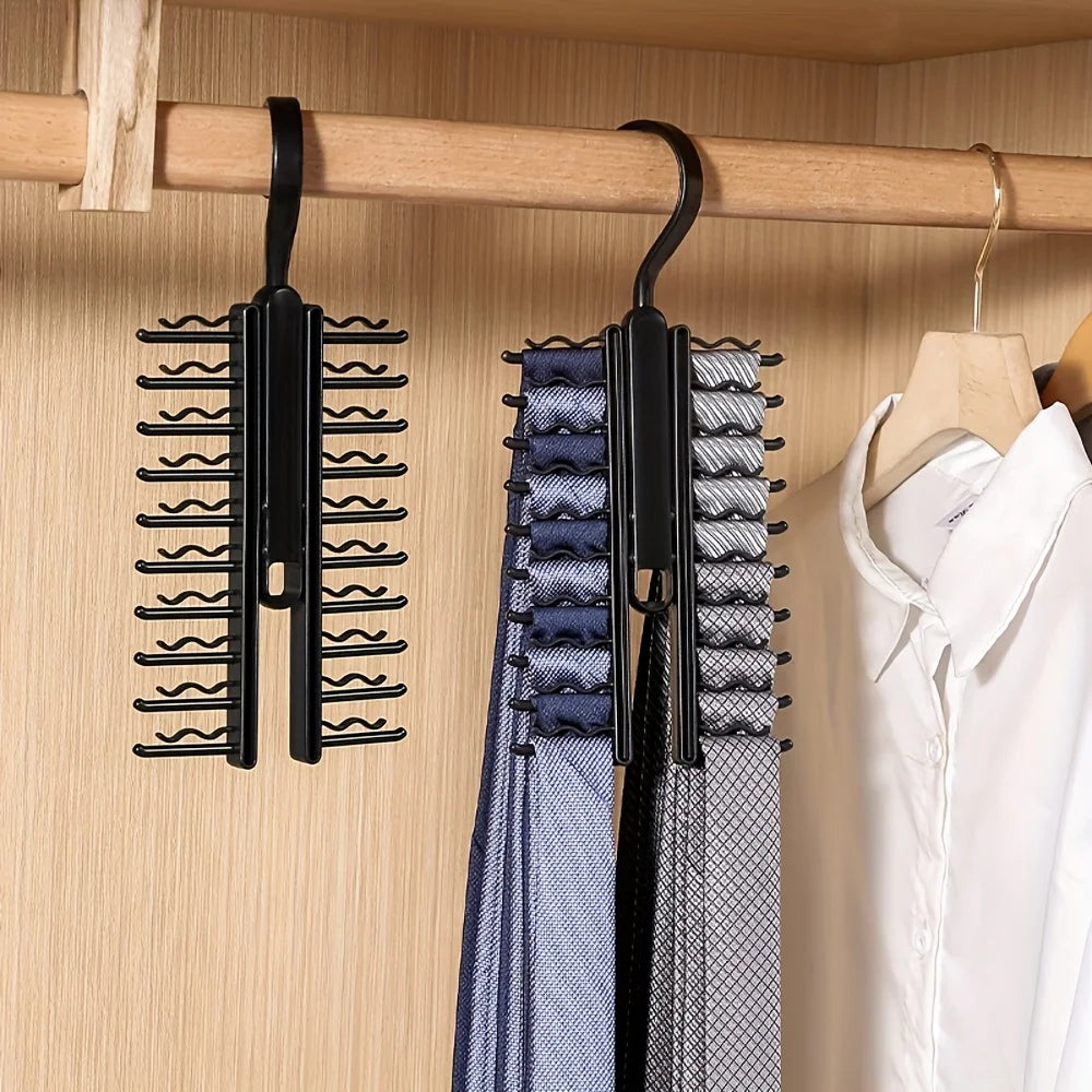 2PCS Rotating Tie Hanger Adjustable Belt Scarf Storage Rack Organizer - 12