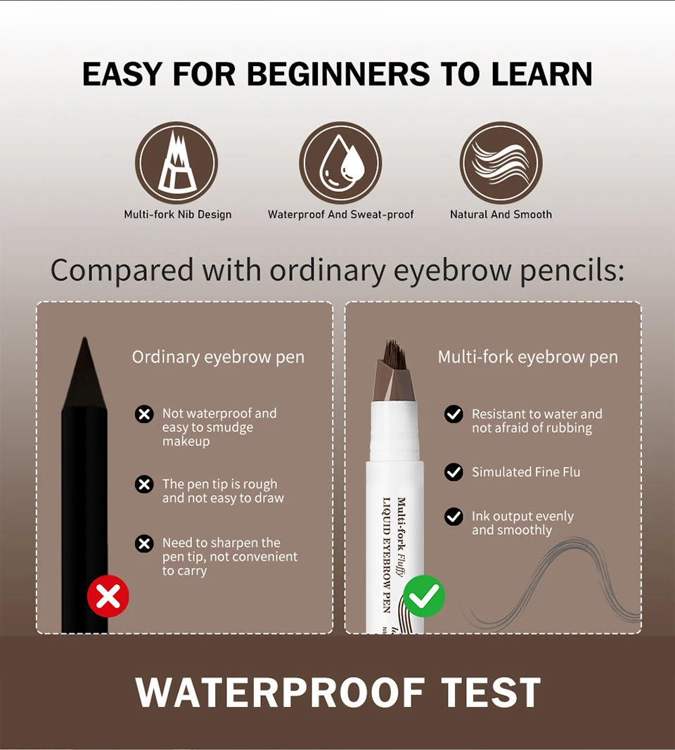 Waterproof Liquid Eyebrow Pencil Multi Fork Tattoo Pen - 12