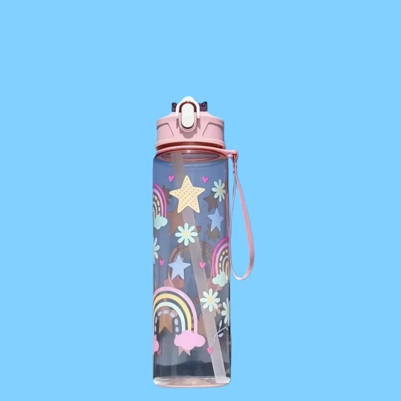 800ml Sports Water Bottle Motivational Fitness Cup with Time Marker - 24