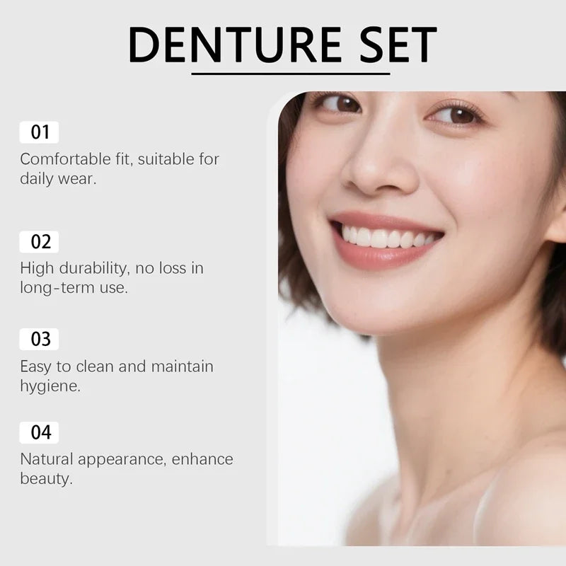 Silicone Temporary Dentures Full Set Fake Teeth - 16