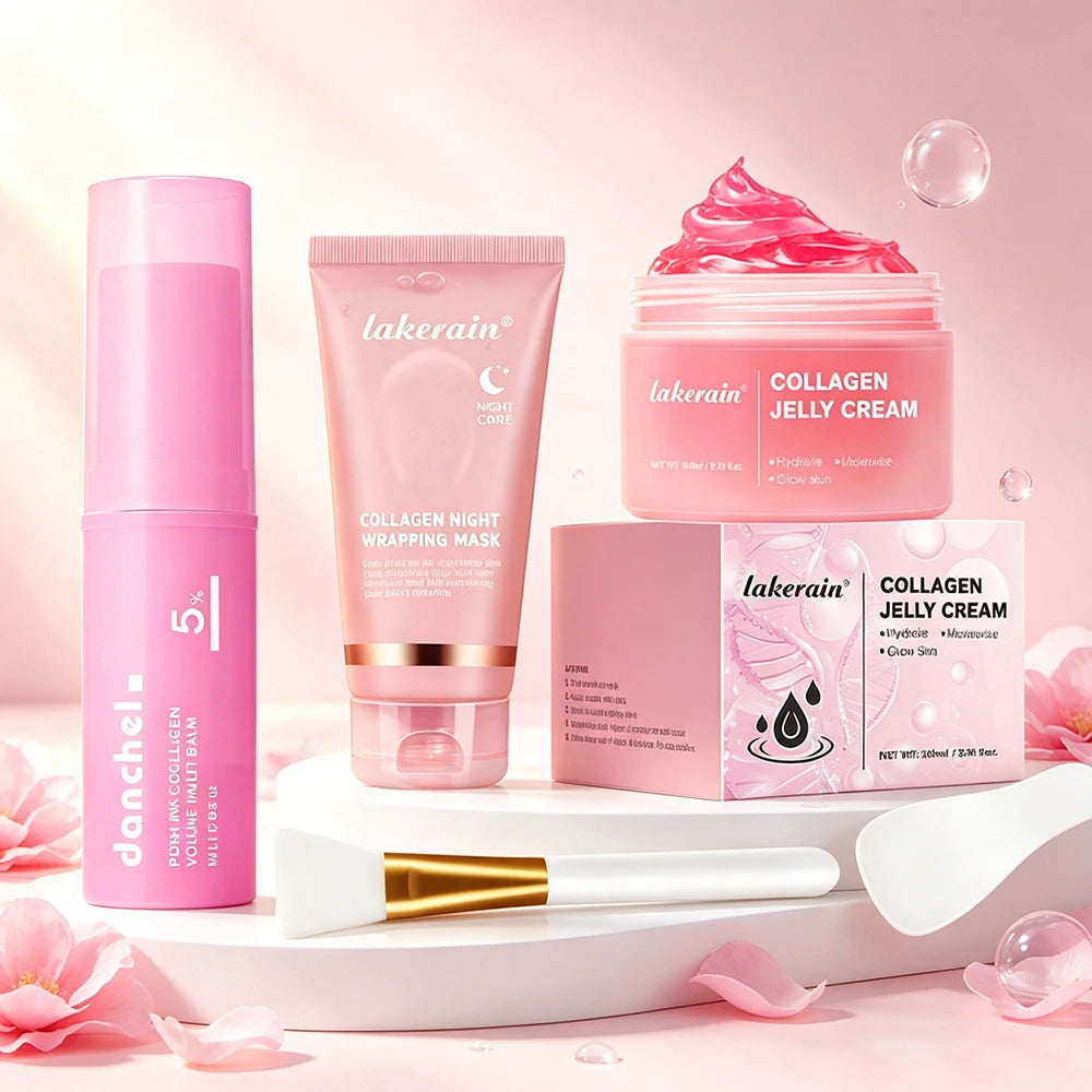 4pcs Collagen Skincare Kit Mask Cream Balm