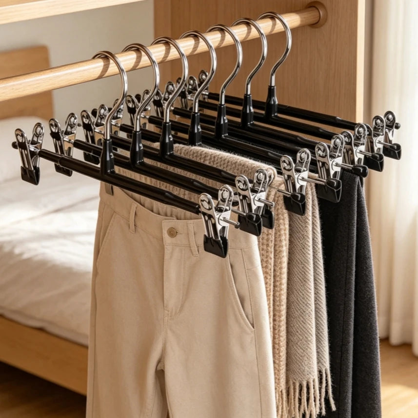 Non-Slip Stainless Steel Pants Hangers with Clips for Skirts and Jeans - 3