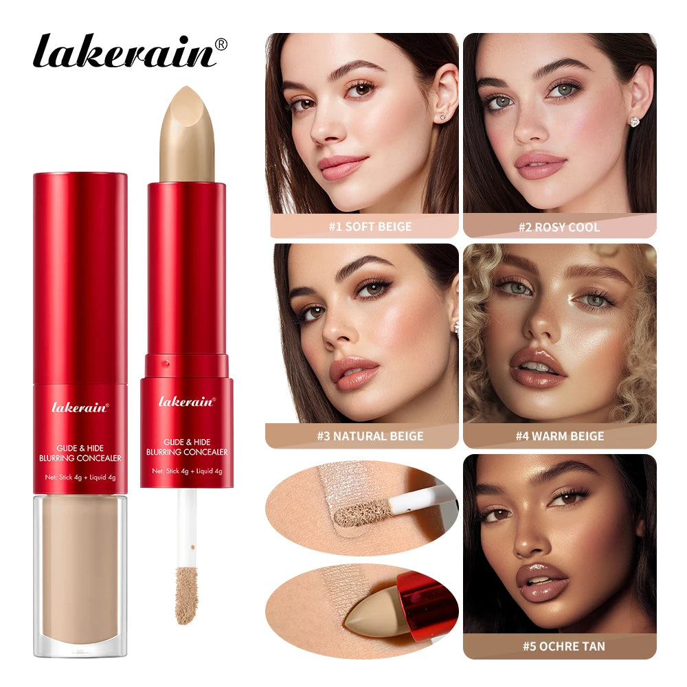 2-in-1 Glide & Hide Blurring Concealer Liquid Foundation Makeup