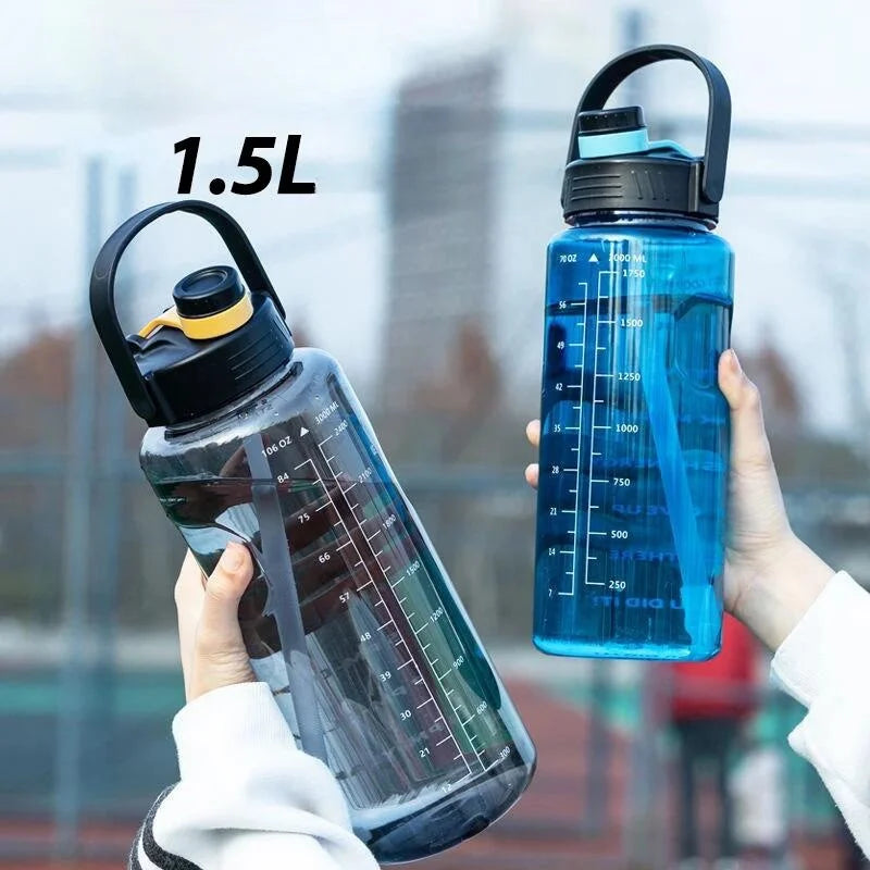 1.5L Sports Water Bottle Leak Proof Motivational Jug with Straw