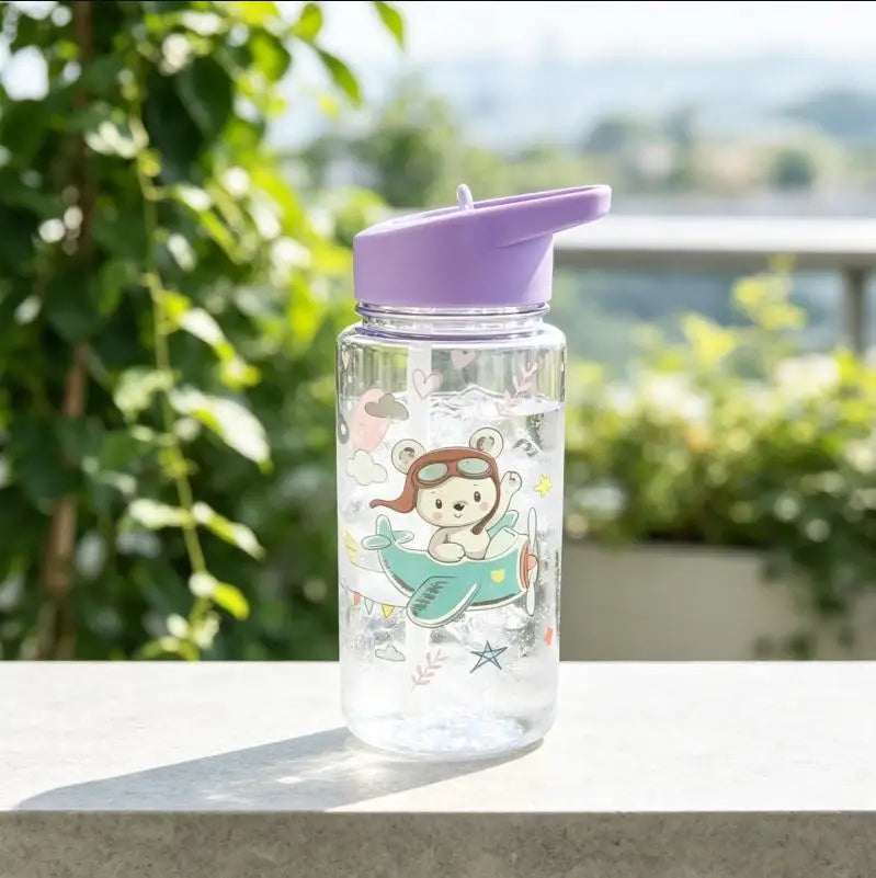 500ml Cute Dinosaur Straw Water Bottle Portable BPA Free Travel Cup - 17