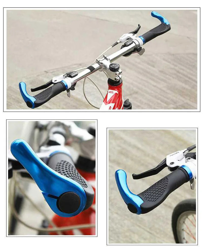 Ergonomic MTB Bicycle Handlebar Grips Anti Slip Rubber with Bar Ends - 12