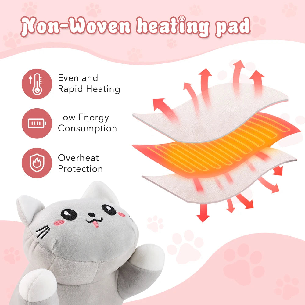 Portable USB Cat Heating Pad Soft Plush Hot Compress Pillow