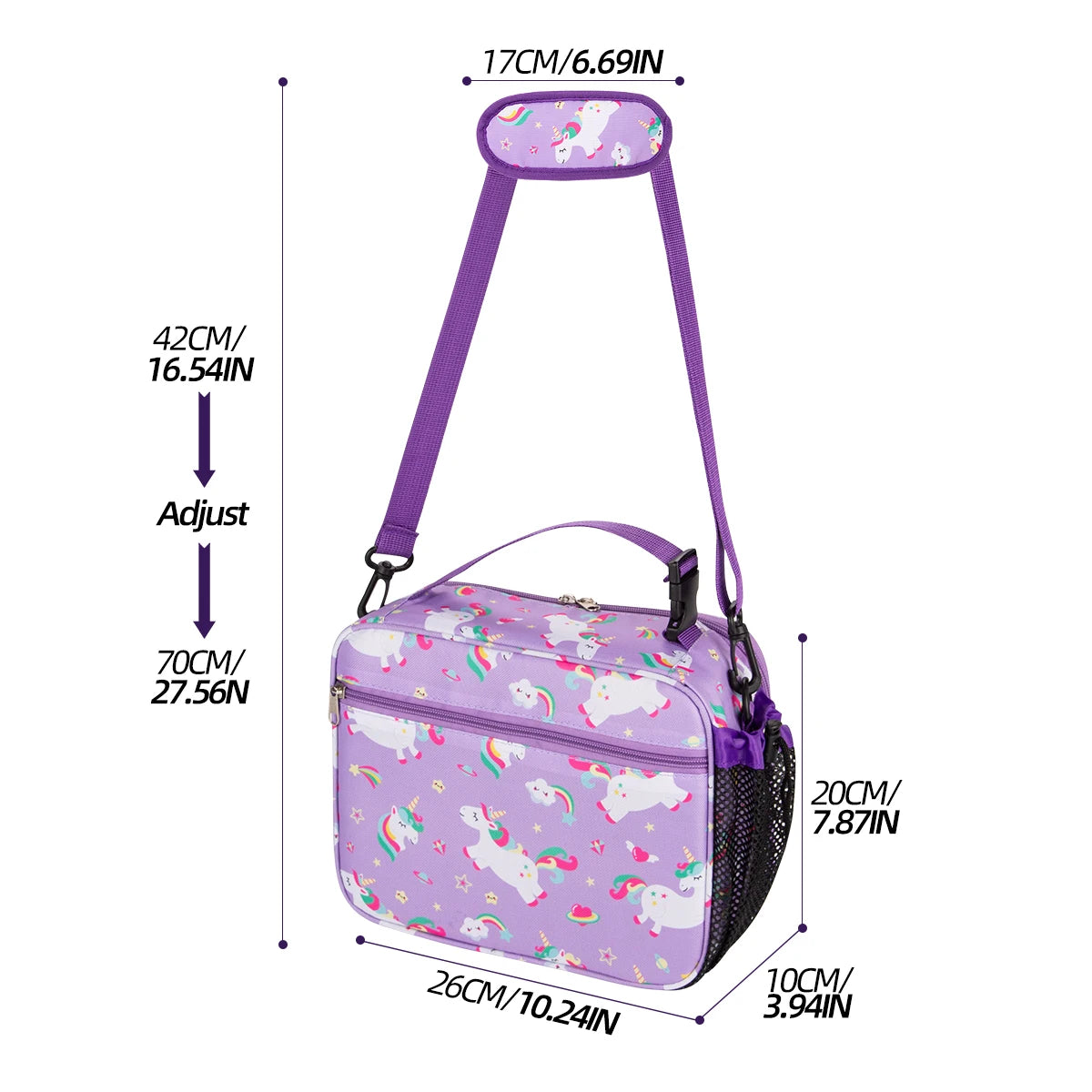 Insulated Cartoon Lunch Bag Portable Thermal Food Box with Shoulder Strap