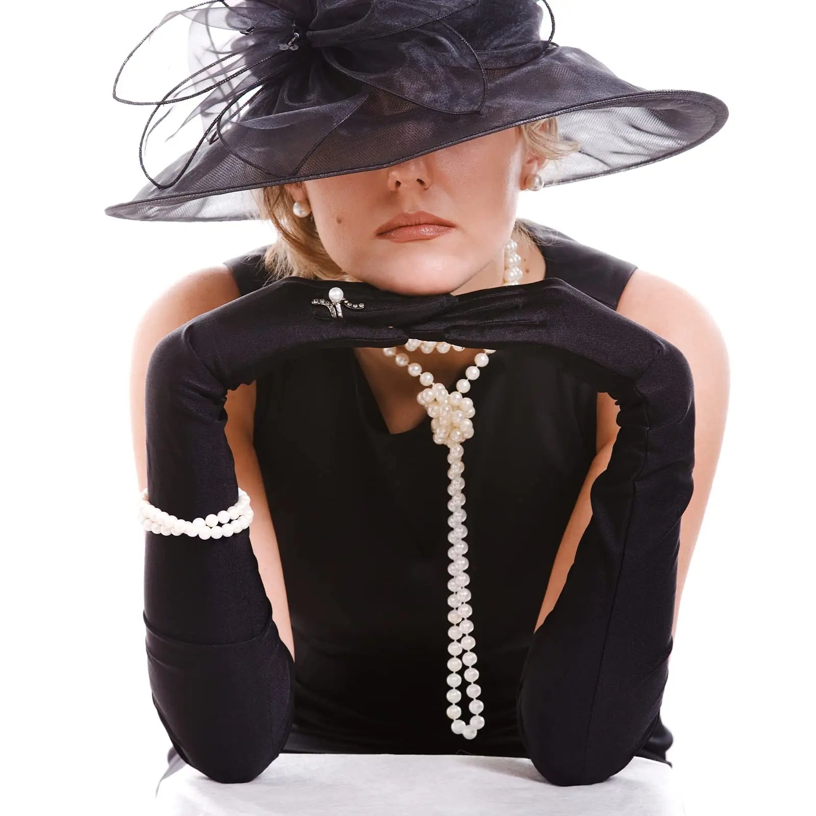 Women Long Elbow Length Spandex Gloves Elegant Wedding Party Sun Protection - 8