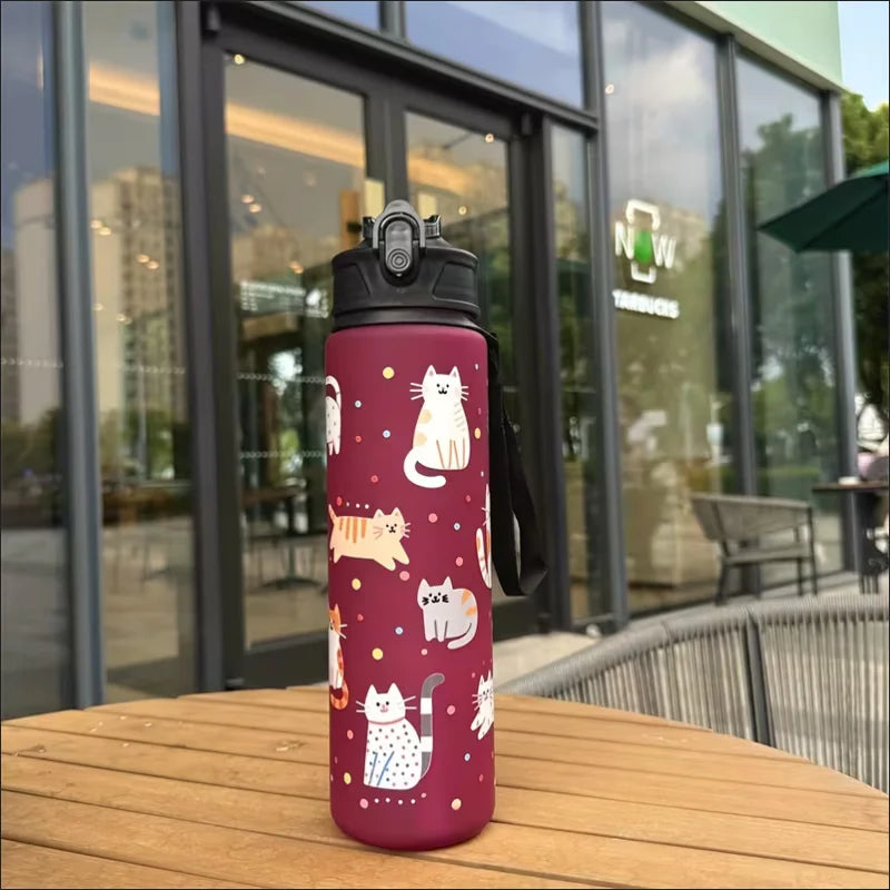 750ml Cat Water Bottle Leak Proof Portable Sports Gym Travel Cup - 18