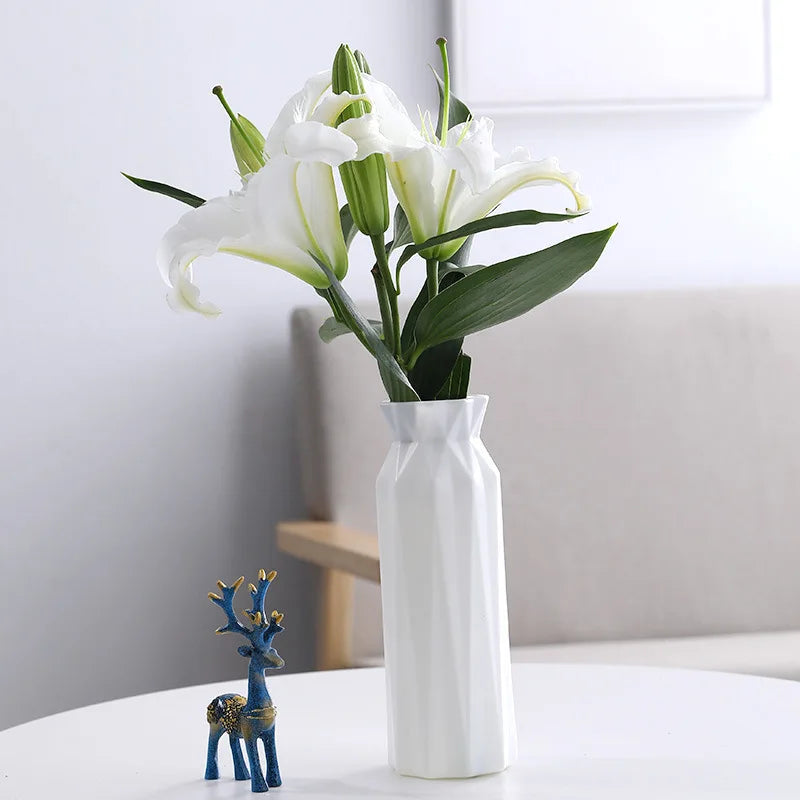 Modern Nordic Wave Plastic Vase Decorative Flower Pot Table Ornament - 10