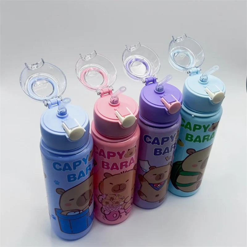 700ml Capybara Water Bottle Leak Proof Sports Cup with Straw and Strap - 3
