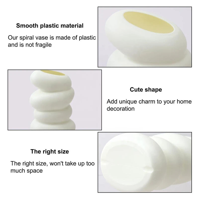 Modern Nordic Spiral White Vase Minimalist Flower Arrangement Pot - 5