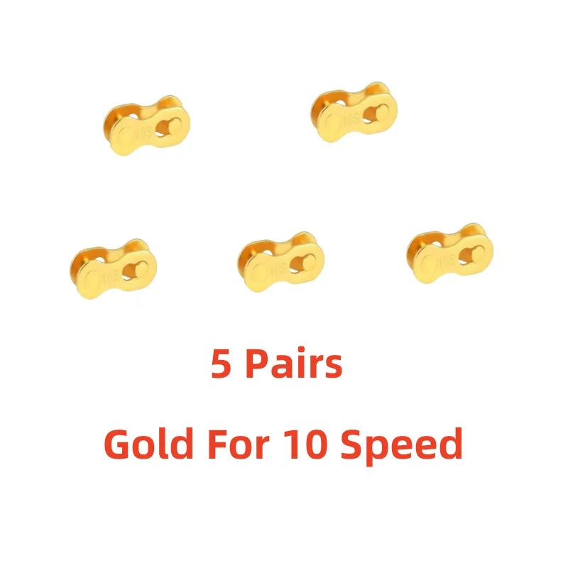 5 Pair Gold Bicycle Chain Quick Link Connector for 6 to 12 Speed Bikes - 16