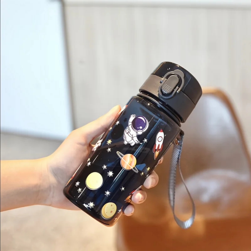 400ml 3D Cute Pattern Water Bottle Portable Sports Flask with Strap - 23