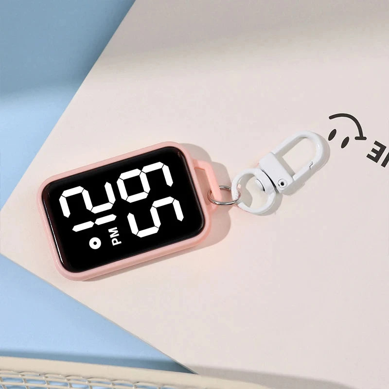 LED Digital Keychain Watch Portable Electronic Pendant Clock