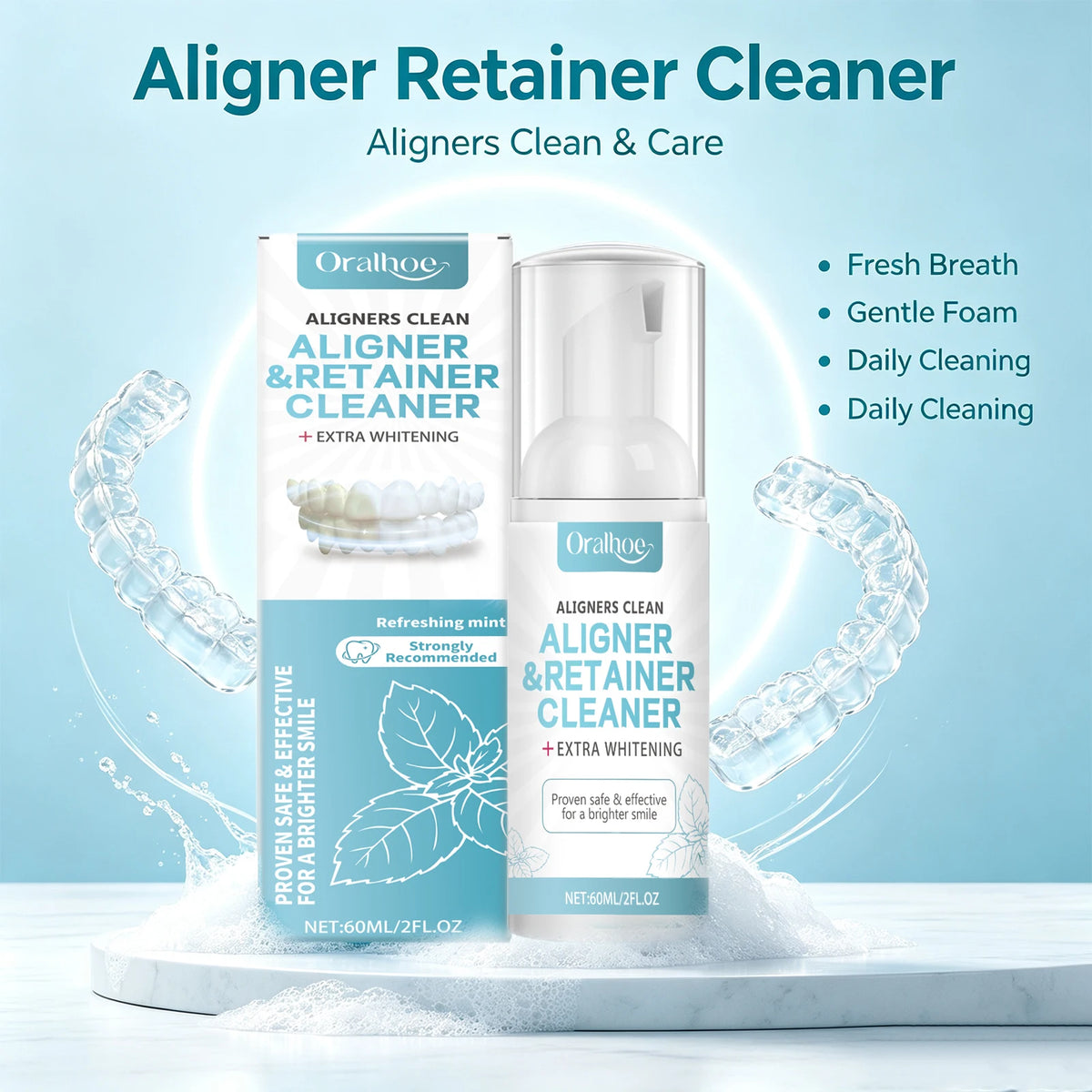 Aligner & Retainer Cleaner Foam Mousse for Braces