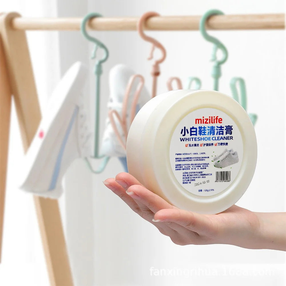Multifunctional White Shoe Cleaning Cream Stain Remover with Sponge - 3