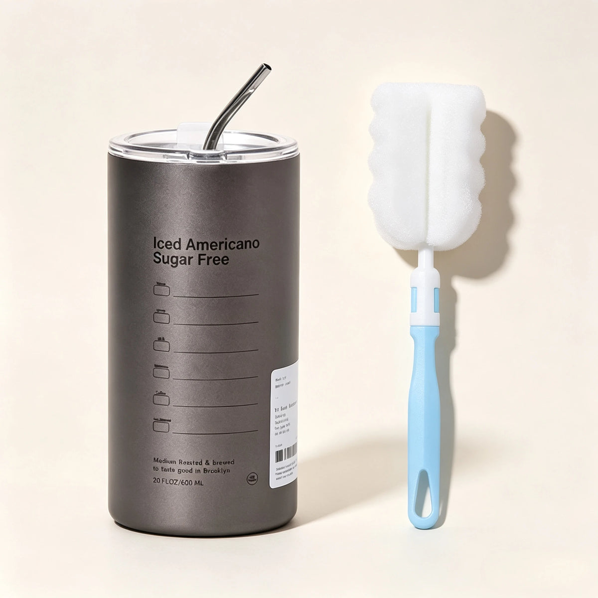 600ml Stainless Steel Coffee Mug Insulated Travel Tumbler with Straw