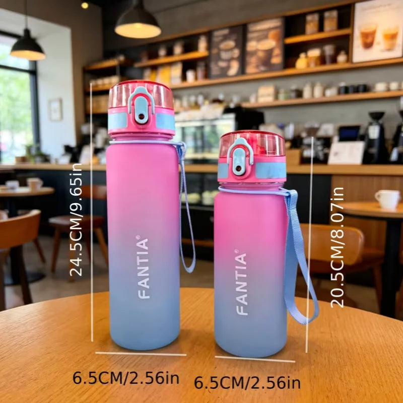 Fantia Frosted Gradient Sports Water Bottle Leak Proof Fitness Flask