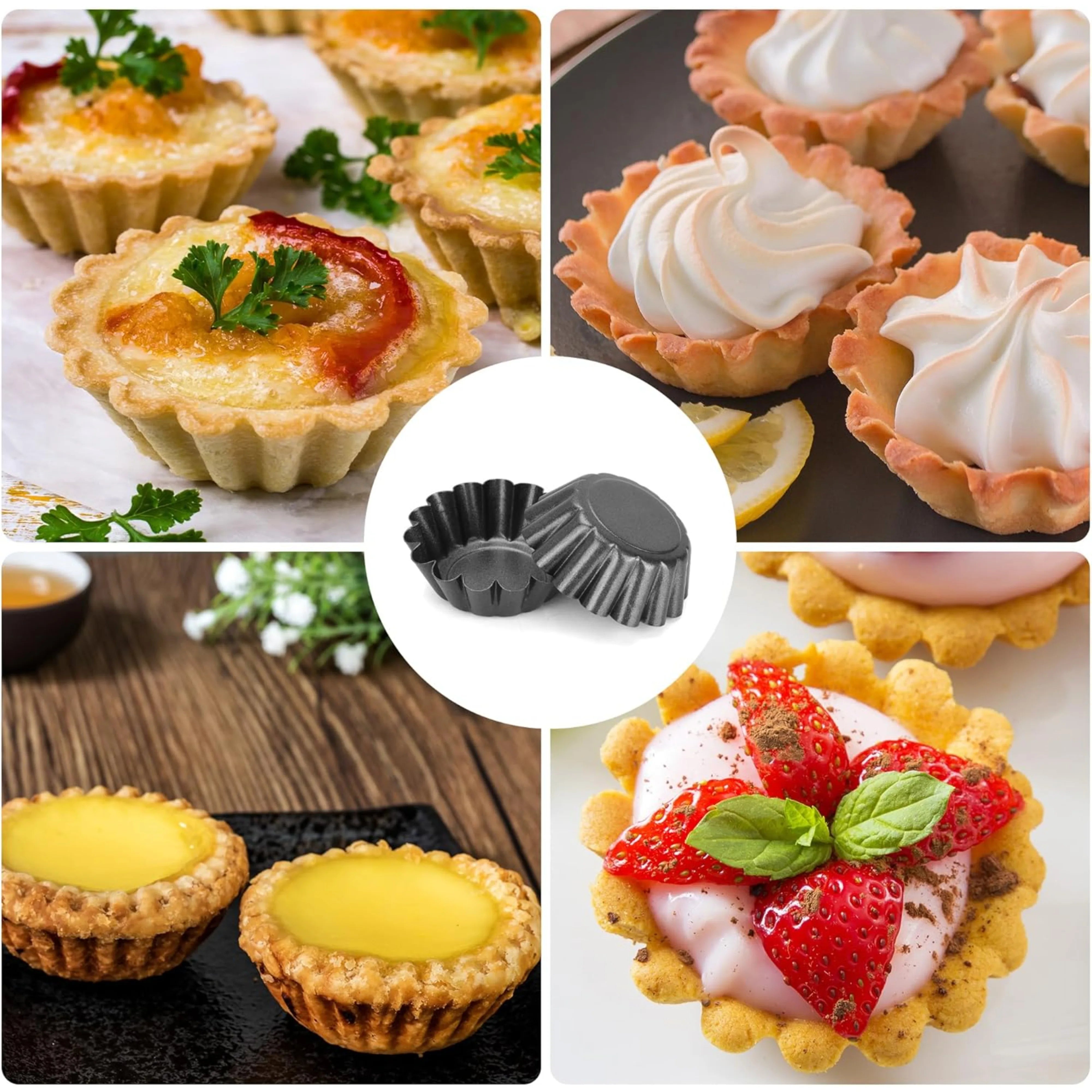 24PCS Non-Stick Egg Tart Molds Carbon Steel Fluted Baking Cups Set - 4