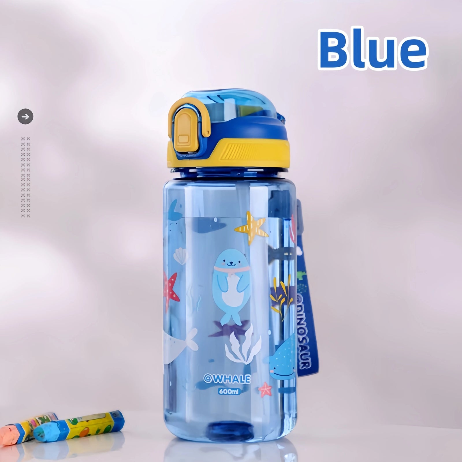 600ml Dinosaur Kids Water Bottle Leakproof Sippy Cup with Straw