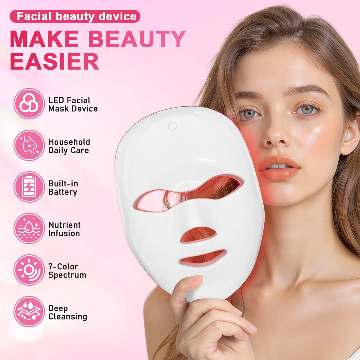 7 in 1 Cordless LED Photon Facial Mask Skin Rejuvenation Tool