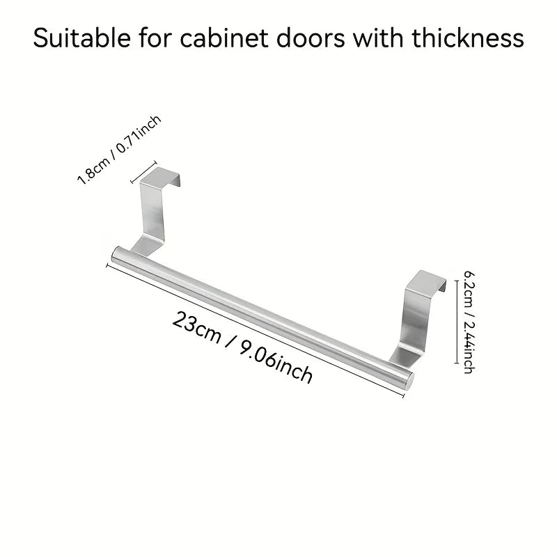 Over Cabinet Towel Rack Stainless Steel Bathroom Kitchen Storage Hanger
