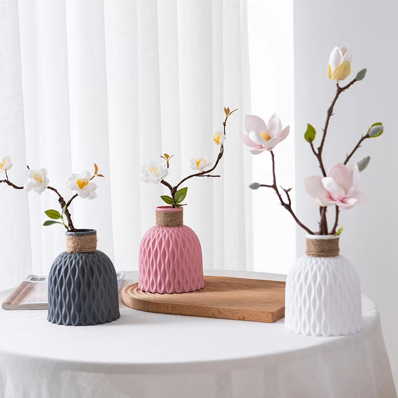 Modern Nordic Wave Plastic Vase Decorative Flower Pot Table Ornament