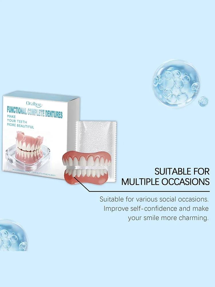 Instant Smile Dentures Full Set Silicone Veneers Fake Teeth Upper Lower - 13