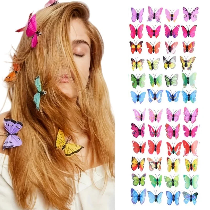 10Pc Butterfly Hair Clips 3D Simulation Cute Barrettes for Girls Women - 7