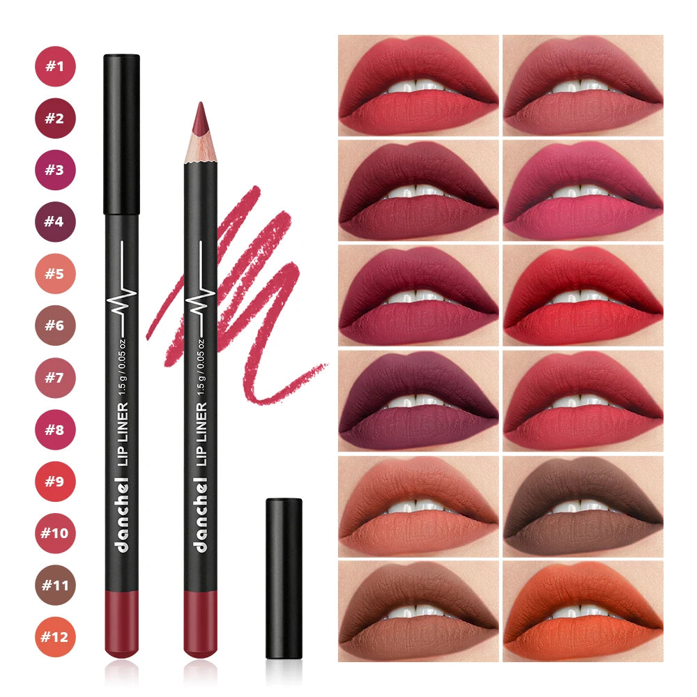 Semi-Matte Lip Liner Pencil Set Waterproof Smudge-Proof Cosmetics - 2
