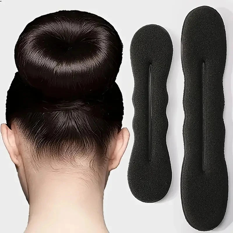 2pcs Hair Bun Maker Sponge Curler Donut Styling Tool for Elegant Updos