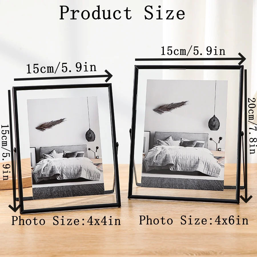 Floating Picture Frame Metal Acrylic Desktop Display for Photos Flowers